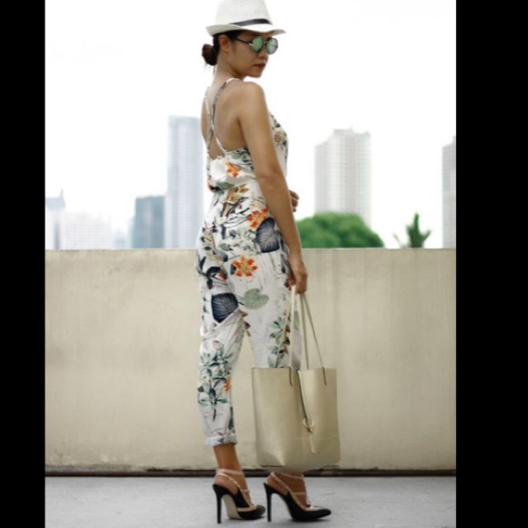 Tropical Plant Print Jumpsuit - Picture 4 of 7